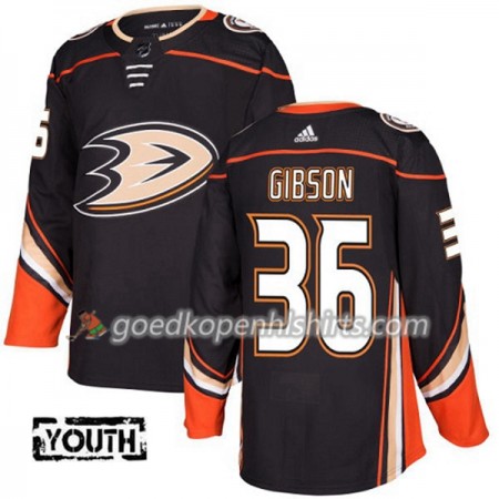 Anaheim Ducks John Gibson 36 Adidas 2017-2018 Zwart Authentic Shirt - Kinderen